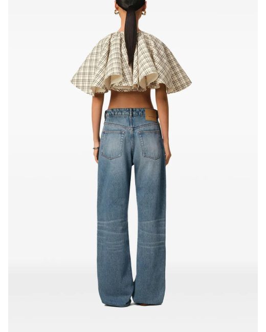 Ami Paris Ruffled Cropped Top in Natural | Lyst