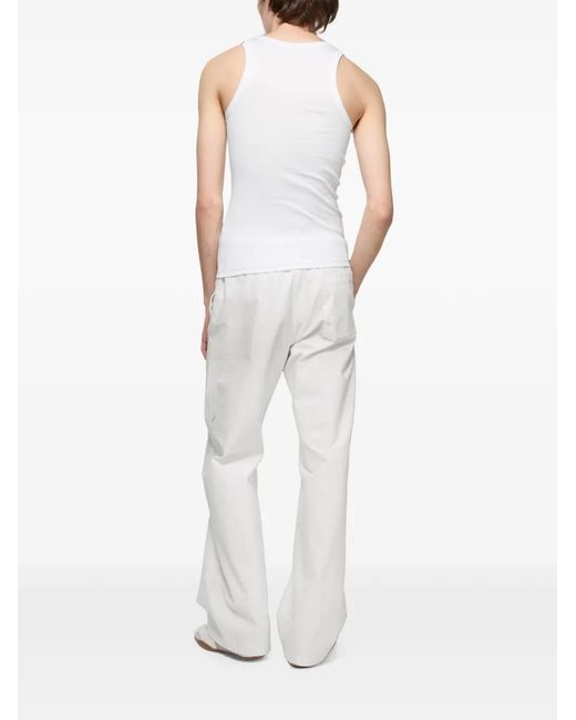 Acne White Logo-Print Ribbed Tank Top