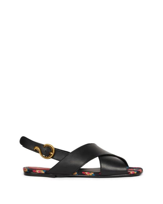 Etro White Low Leather Sandals With Crossover Detail