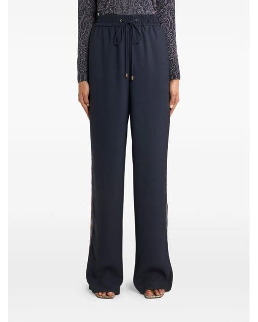 Etro Blue Drawstring Wide-Leg Trousers