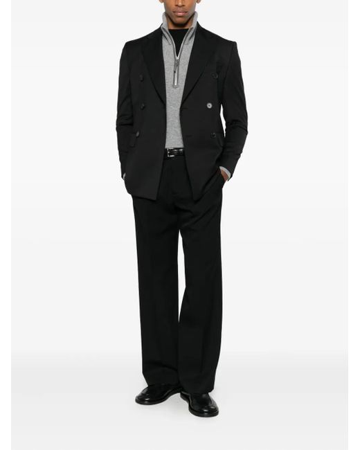 Amaranto Black Double-Breasted Blazer for men