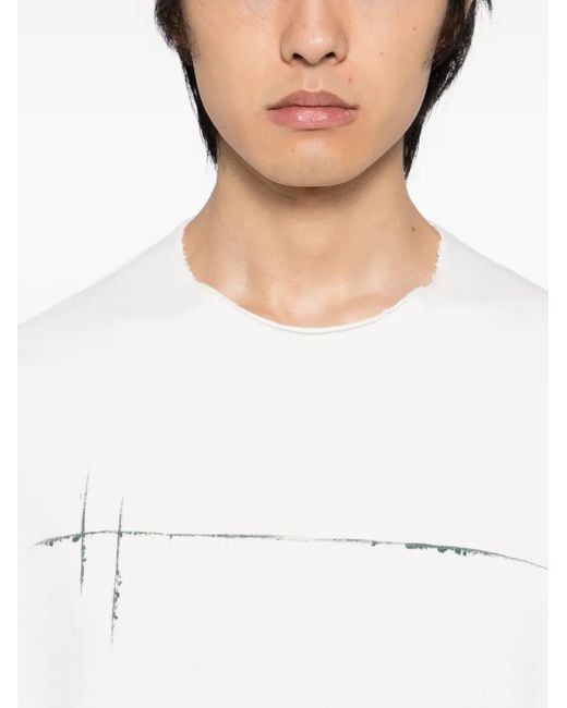 DEVOA T-Shirt Mit Pinselstrich-Verzierung in White für Herren