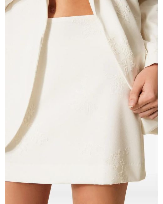 Twinset White Embroidered Mini Skirt