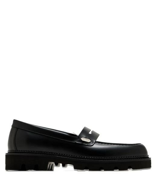 Collegium Black Leather Loafers for men