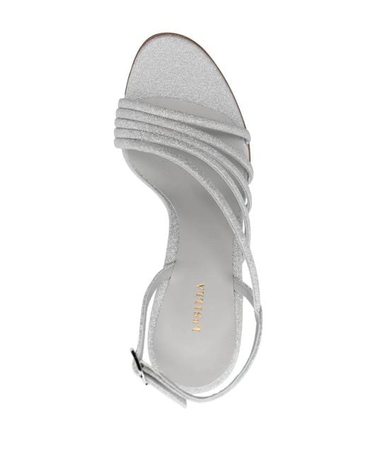 Le Silla White 115Mm Metallic Leather Sandals