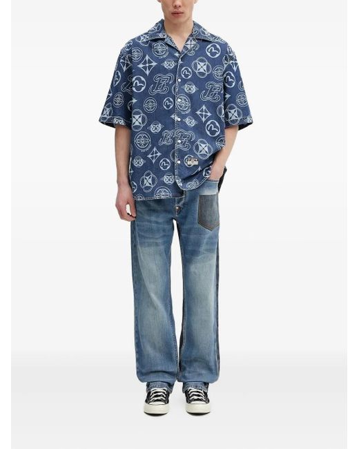 Evisu Blue Patchwork Panel Jeans for men