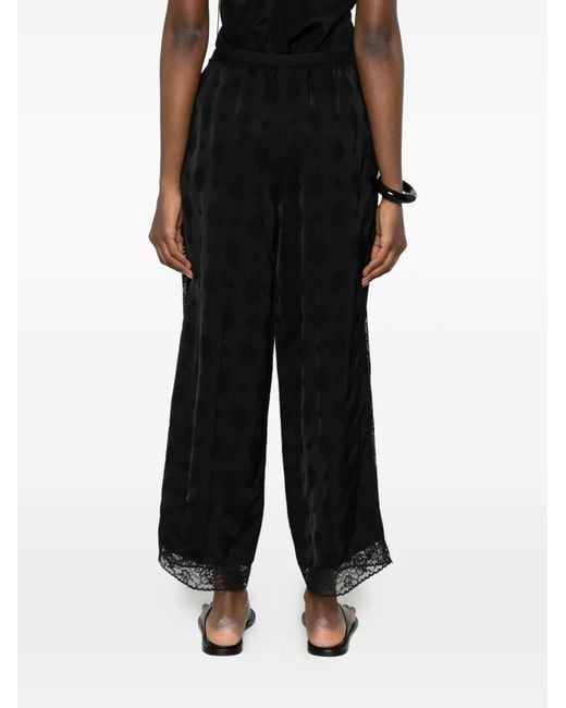 Sandro Black Lace-Trim Palazzo Pants