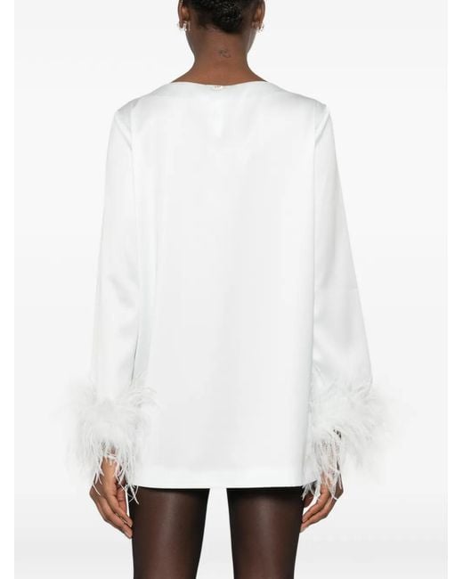 Twinset White Feather-Trim Blouse