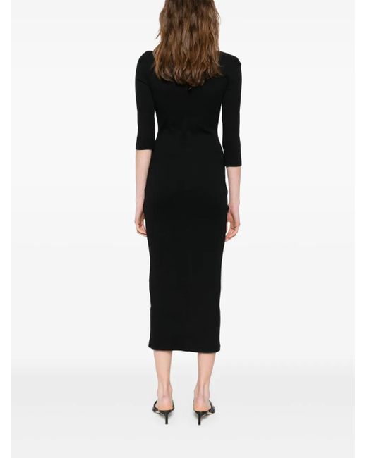 So Allure Black Geripptes Maxikleid