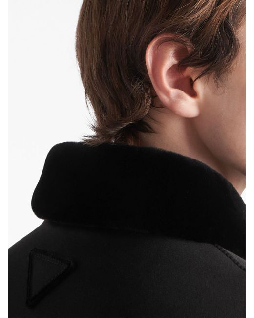 Prada Black Shearling-collar Blouson Jacket for men