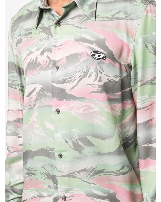 DIESEL Gray Cl-S-Tucker Camouflage Shirt for men