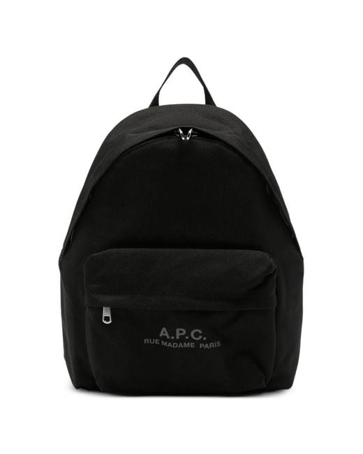 A.P.C. Black Logo-Print Backpack for men