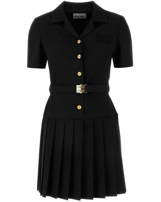 Miu Miu Black Kleid Aus Wollstretch