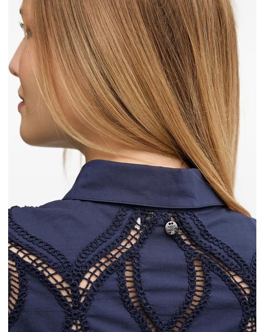 Mos Mosh Blue Nolin Openwork Collared Shirt