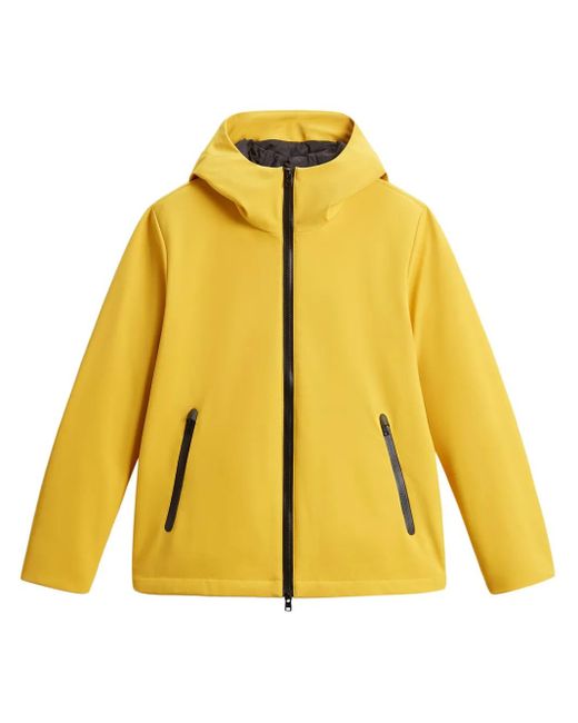 Woolrich Yellow Down-Filled Hooded Soft Shell Jacket for men
