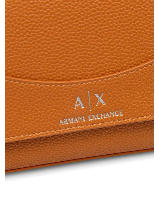 ARMANI EXCHANGE Brown Logo-Strap Pebbled Cross Body Bag