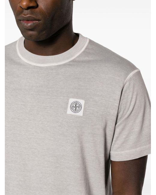 T-shirt con applicazione compass di Stone Island in White da Uomo