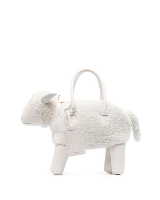 Bolso shopper Sheep Thom Browne de color White