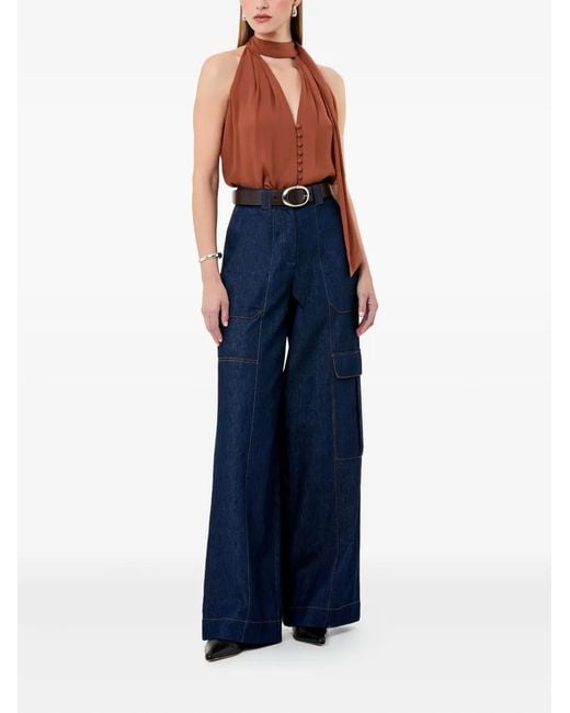 Nicholas Brown Sumira Neck-Tie Buttoned Top