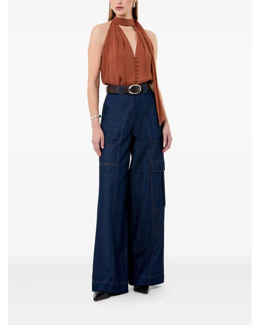 Nicholas Brown Sumira Neck-Tie Buttoned Top