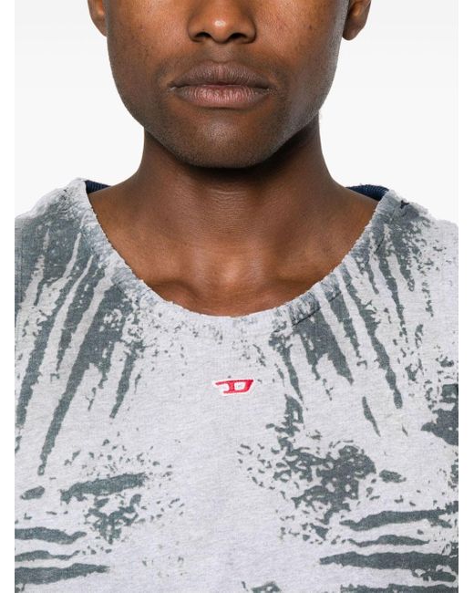 DIESEL Blue Embroidered-logo Tank Top for men