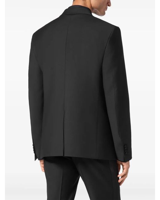 Philipp Plein Black Monogram-Pattern Blazer for men