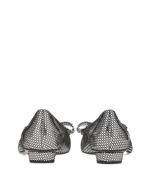 Ferragamo Metallic Bow Ballet Flats