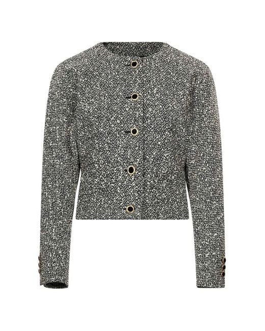 Alessandra Rich Gray Bouclé-Knit Button-Up Jacket