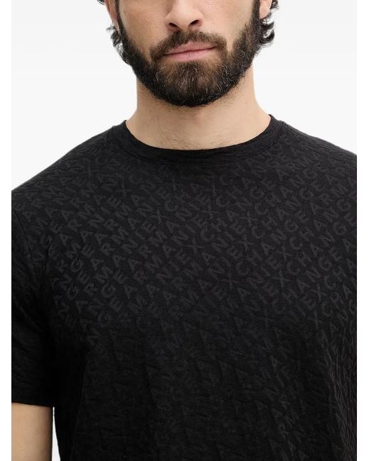 ARMANI EXCHANGE Black All-Over Logo T-Shirt for men