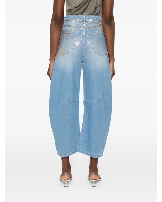 Marc Ellis Blue Metallic-Effect Jeans