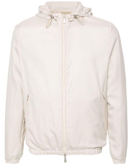 Eleventy White Cashmere-blend Hooded Jacket for men