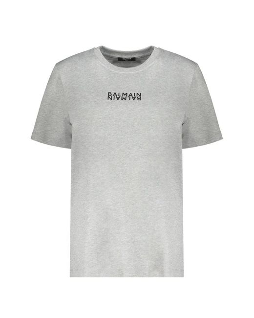 Balmain Gray Logo T-Shirt