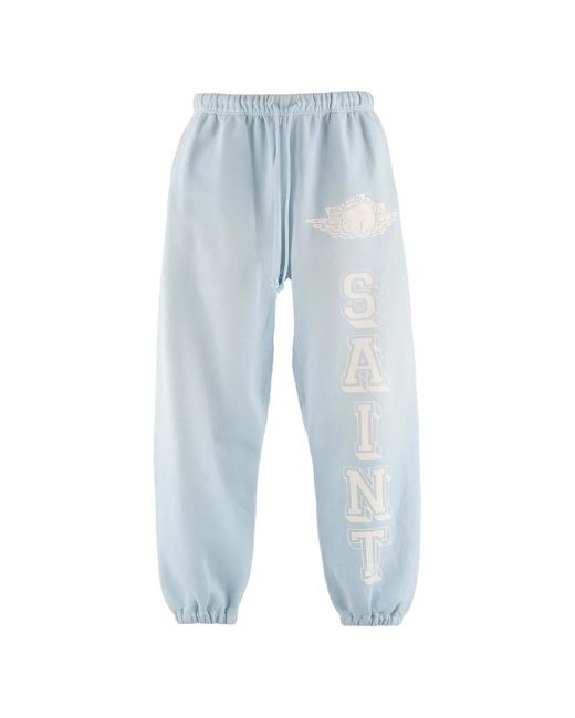 SAINT Mxxxxxx Blue Logo-Print Track Pants for men