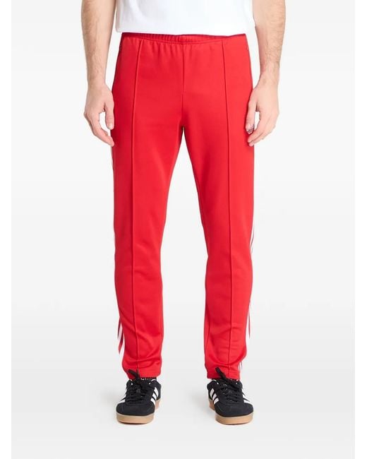 Adidas Red Logo-Detail Track Pants for men