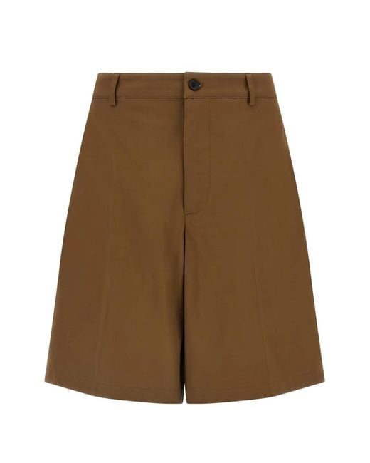 Department 5 Brown Buttoned Bermuda Shorts for men
