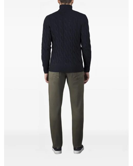 Moorer Blue Gordon-Ws3 Cable-Knit Turtleneck Sweater for men