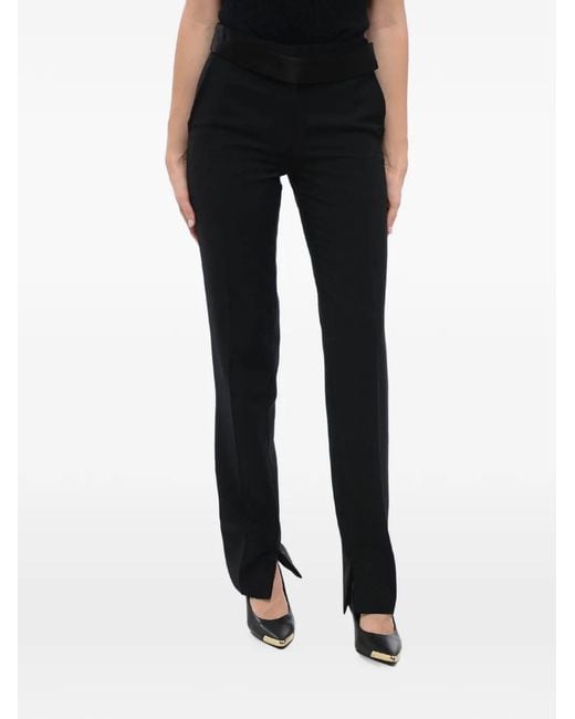 Stella McCartney Black Satin-Band Wool-Blend Trousers