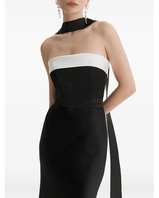 Framboise Black Hilary Strapless Colour-Block Maxi Dress