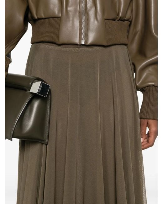 Norma Kamali Green Pleated Mesh Skirt