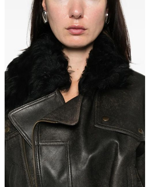 Alex Perry Black Fur Belted Jacket