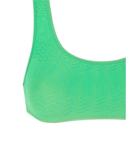 Amir Slama Green Wave-Stitch Non-Wired Bikini Set