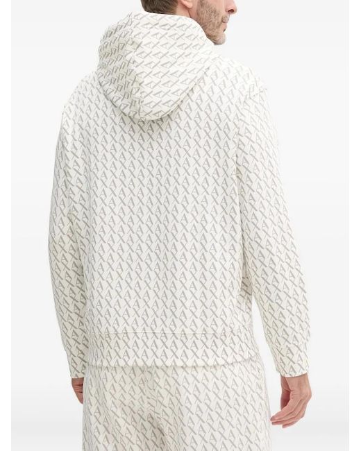 ARMANI EXCHANGE White Logo-Print Hoodie for men