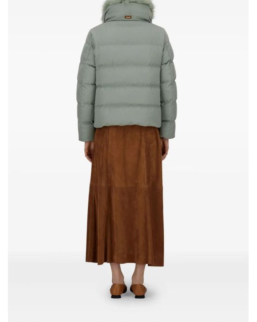 Herno Green Quilted Fur-Collar Jacket