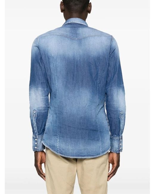 DSquared² Blue Innovative Long Sleeve Shirt For for men