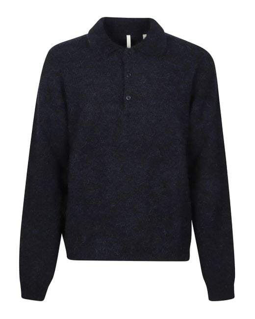 sunflower Blue Polo-Neck Wool Polo Shirt for men