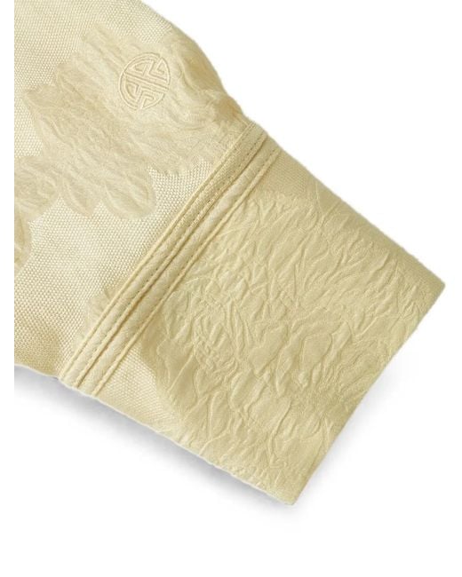 Shanghai Tang White Patterned-Jacquard Belted Shirt