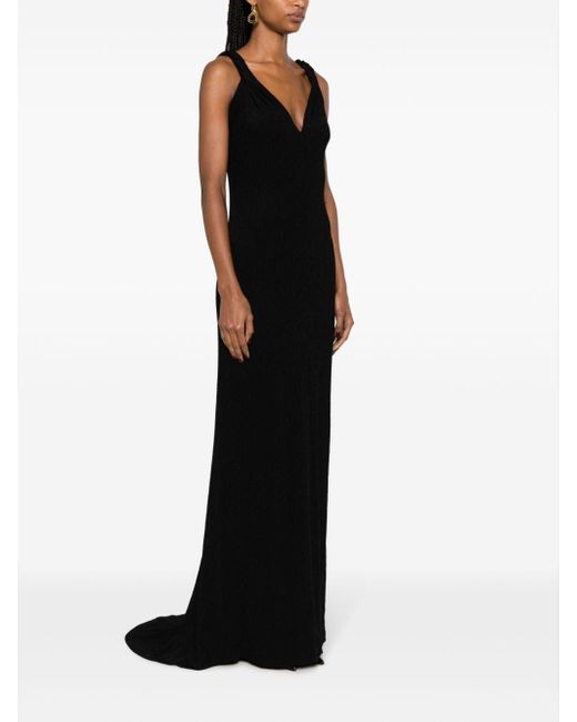 Givenchy Black V-neck Embellished Gown