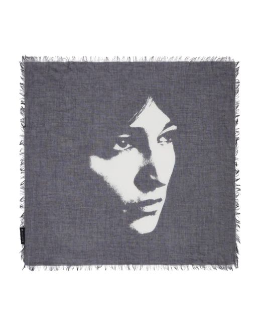 Ann Demeulemeester Gray Graphic-Print Scarf