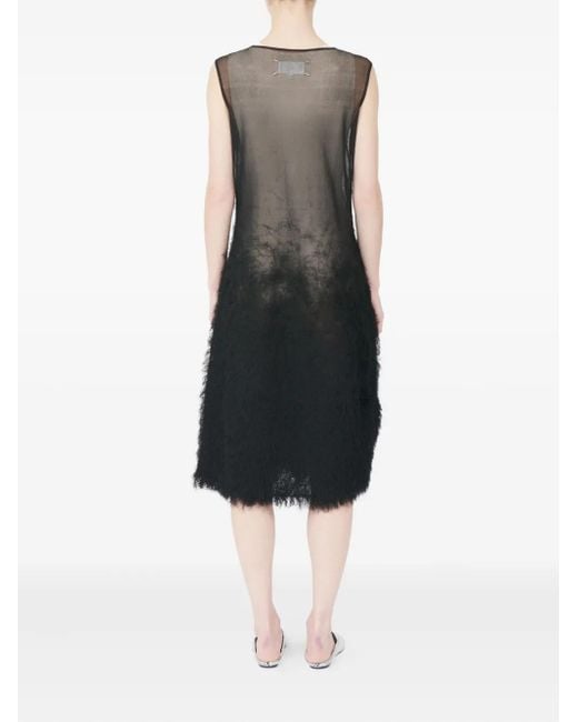 Maison Margiela Black Sleeveless Sheer-Top Midi Dress