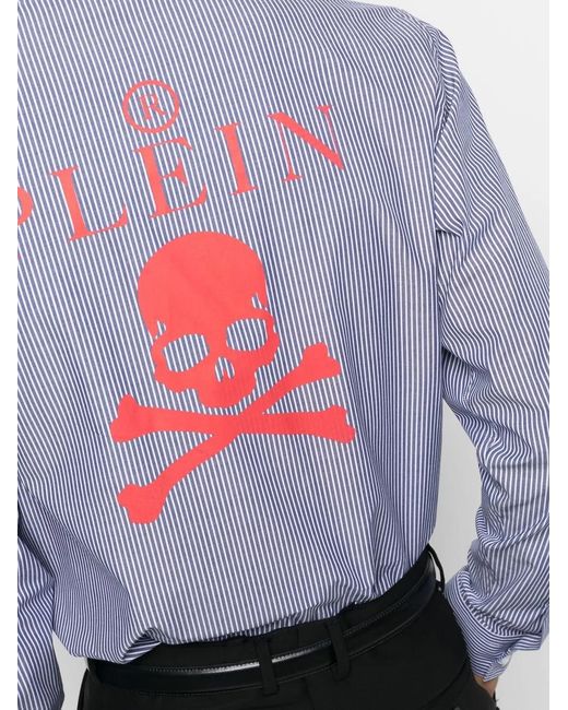 Philipp Plein Overhemd Met Logoprint in het Blue voor heren
